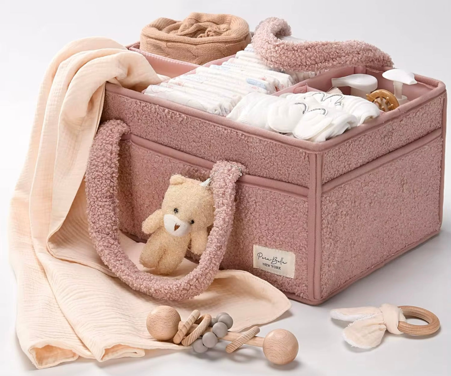 "EASY MOM" LIGHTWEIGHT PLUSH BABY DIAPER CADDY ORGANIZER