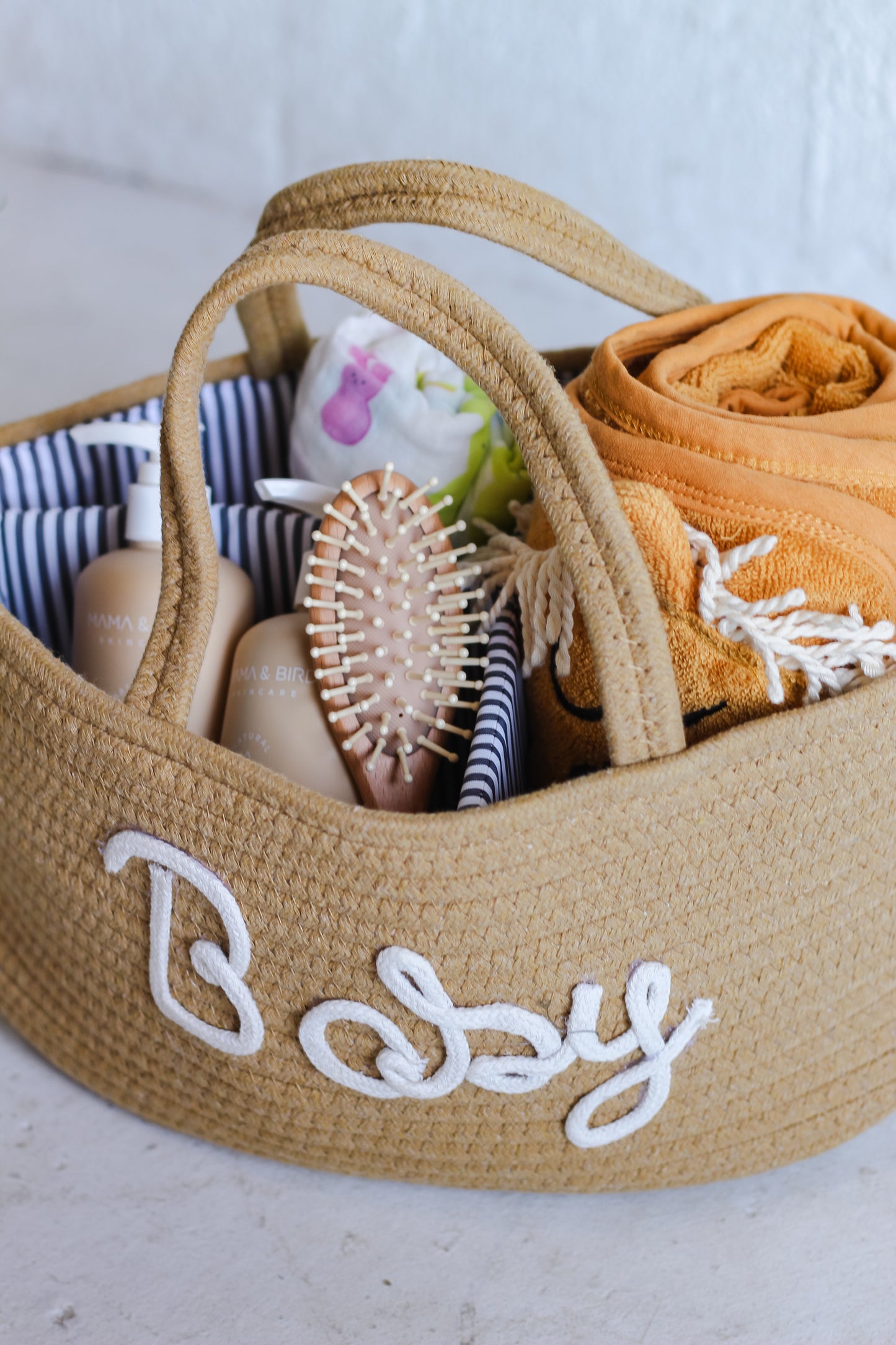 WOVEN BABY DIAPER CADDY ORGANIZER & STORAGE BASKET