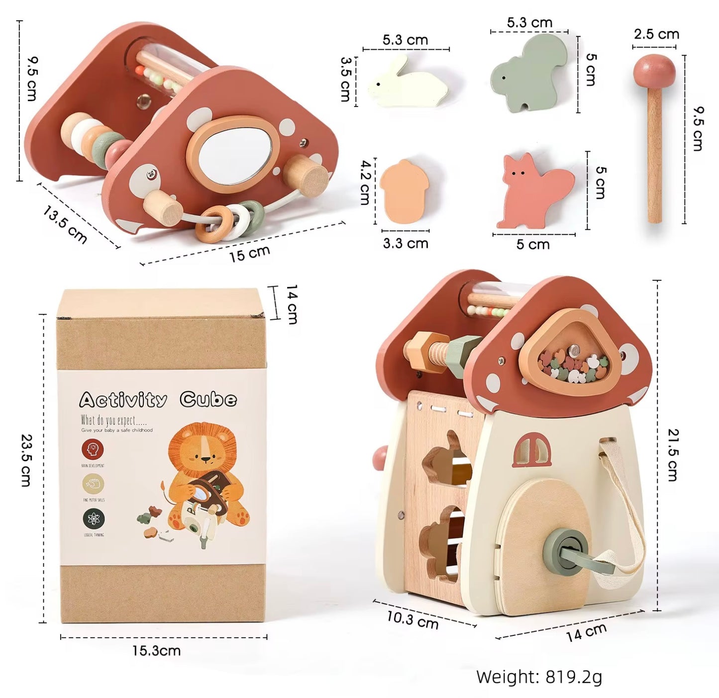 Montessori Educational Multifunction Wooden Mushroom House