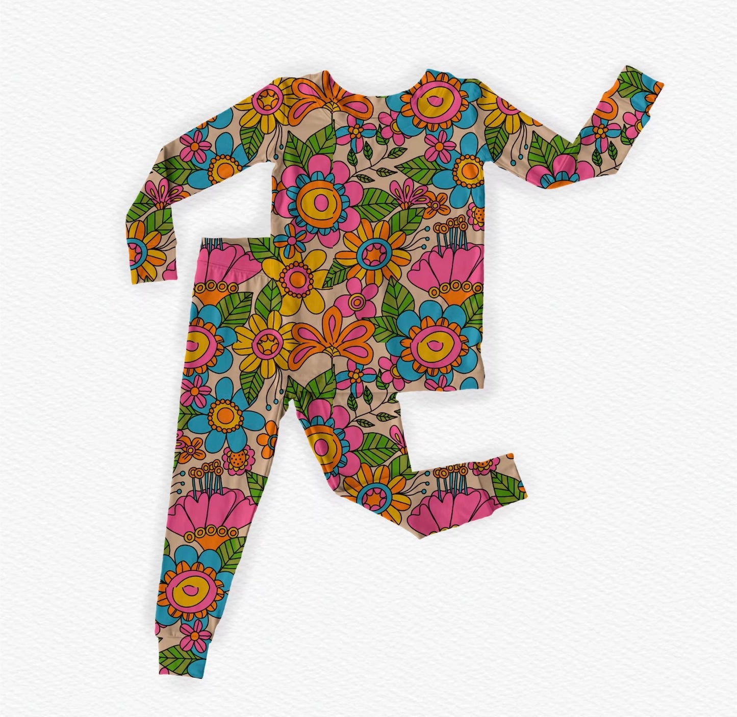 “Retro Flowers”- All Seasons Bamboo Sleepwear