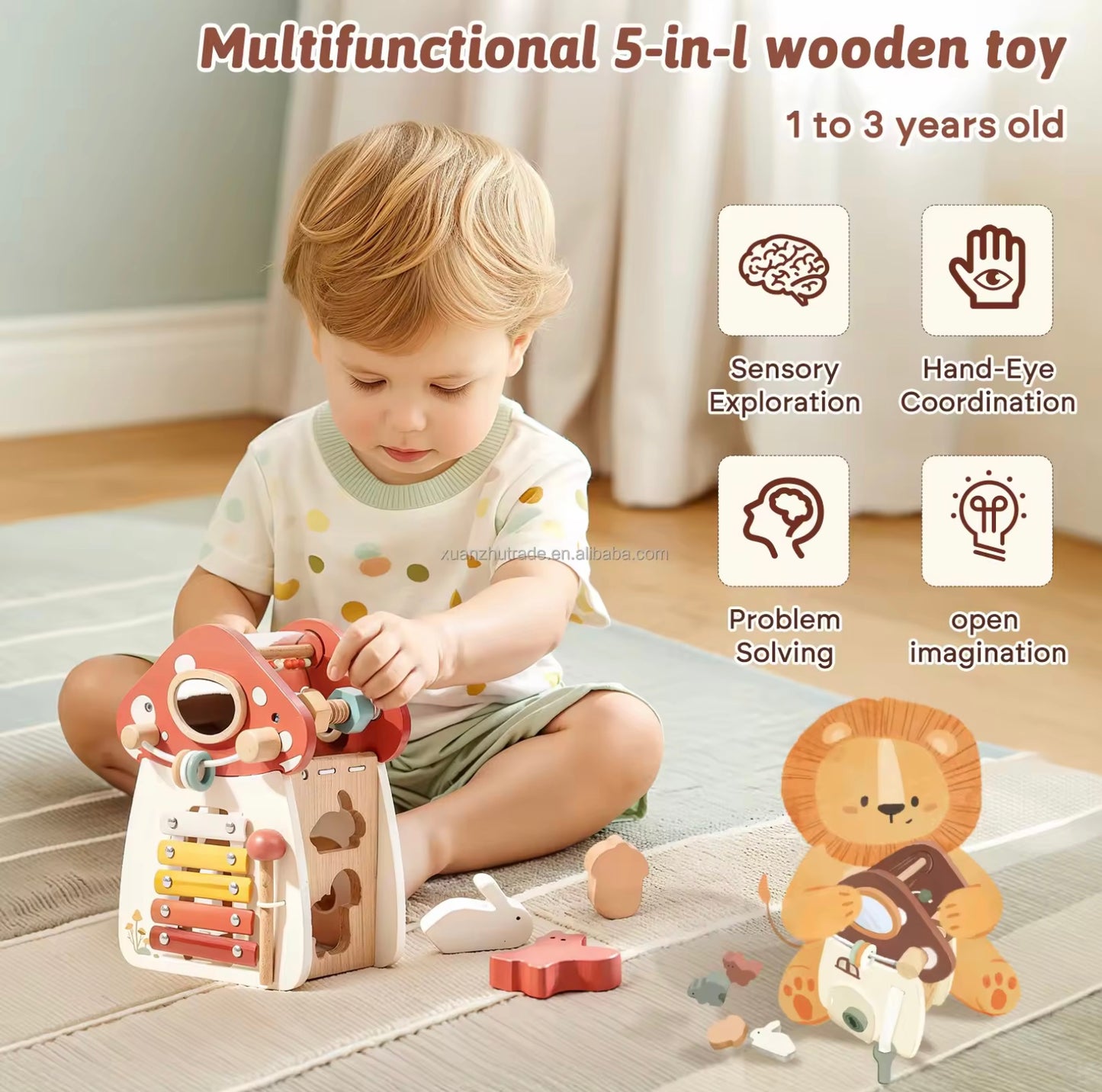 Montessori Educational Multifunction Wooden Mushroom House