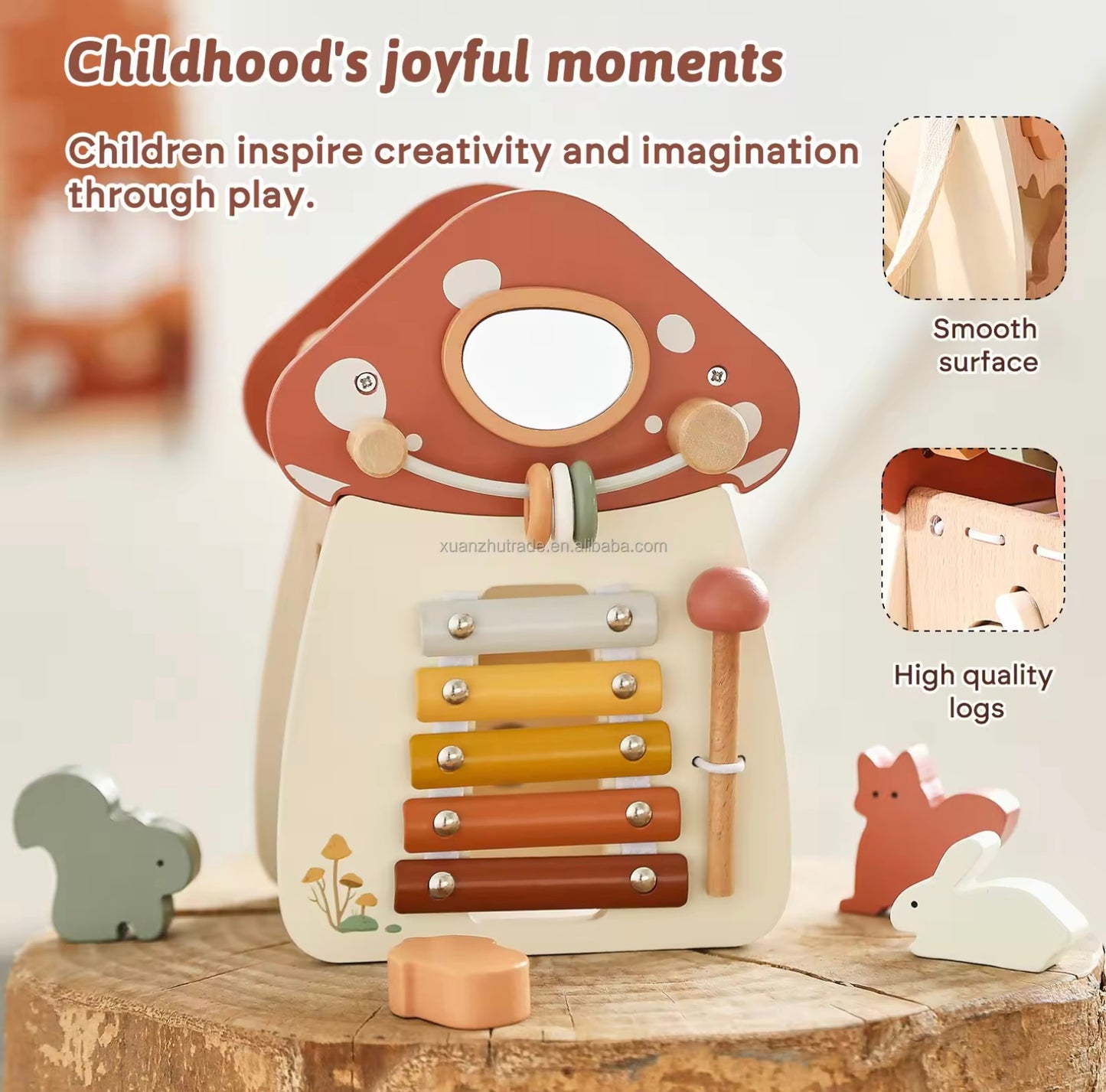 Montessori Educational Multifunction Wooden Mushroom House