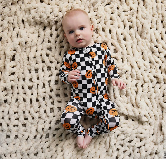 Halloween Pumpkin Baby Bamboo Two Way Zipper
