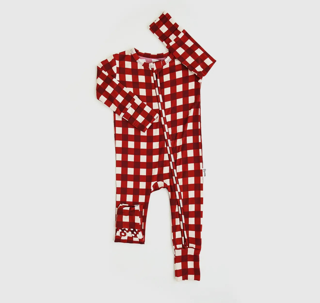 Emery Plaid Zip Christmas Bamboo Baby One piece Outfit - By Gigi & Max