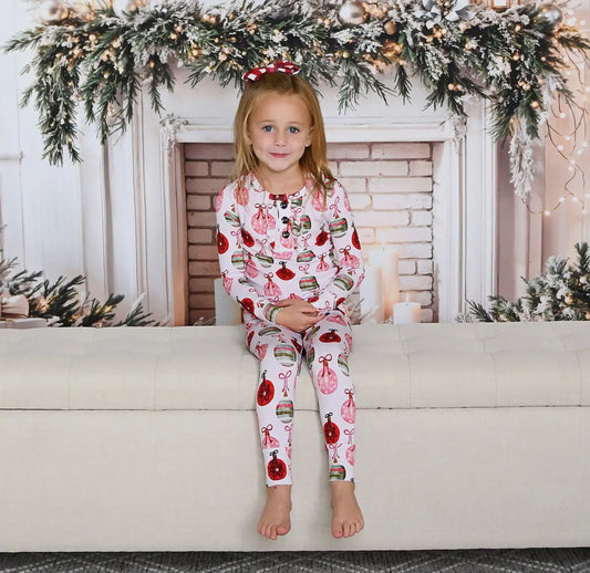 Kit Ornaments Two Piece Bamboo Christmas Pajamas -By Gigi & Max