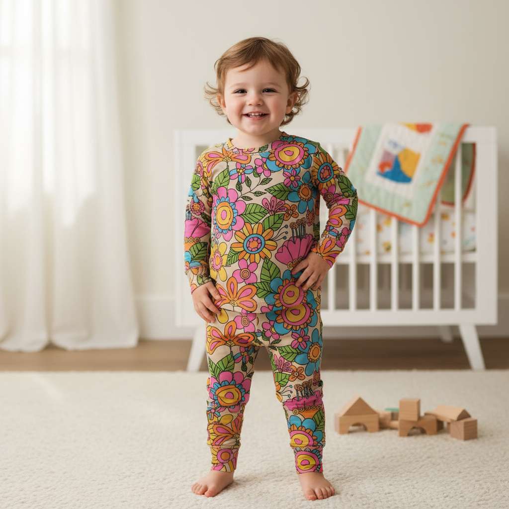 “Retro Flowers”- All Seasons Bamboo Sleepwear