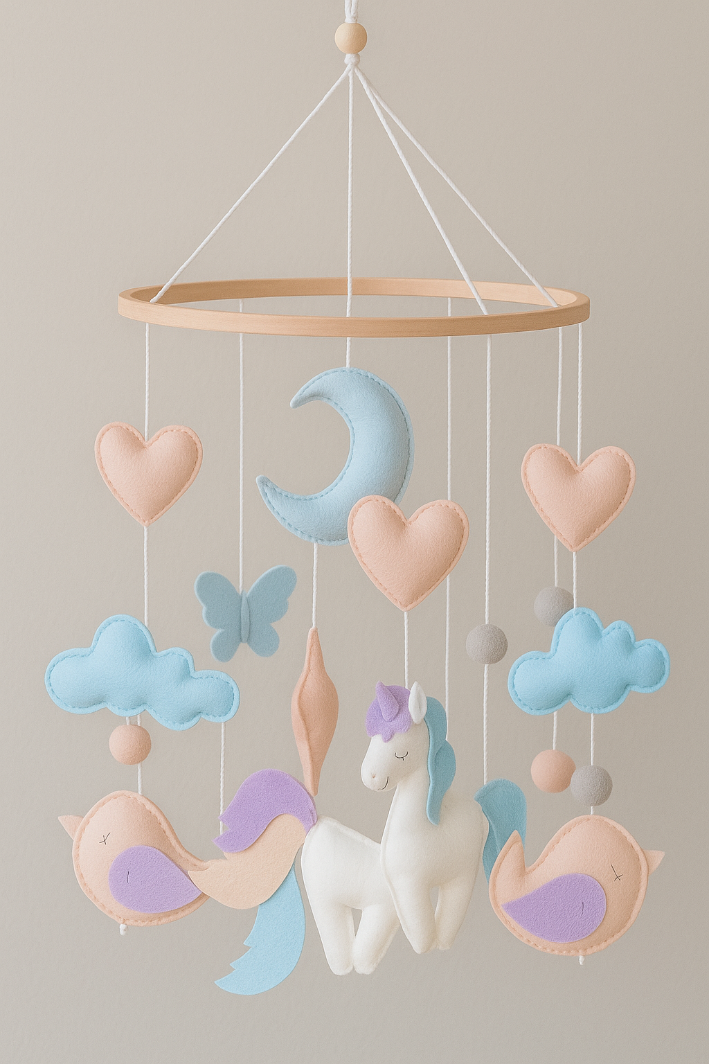 HAND CRAFTED FELT CRIB MOBILE