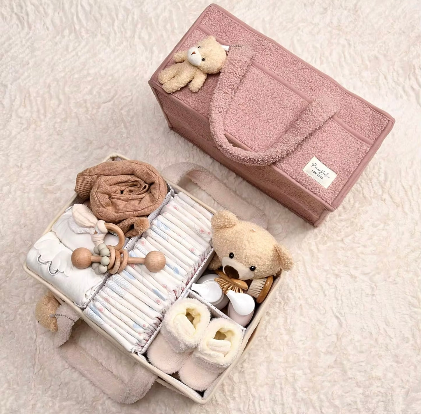 "EASY MOM" LIGHTWEIGHT PLUSH BABY DIAPER CADDY ORGANIZER